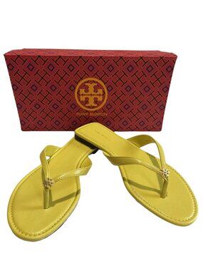 Tory Burch Yellow Classic Flip-Flop with Gold-tone Logo Charm
